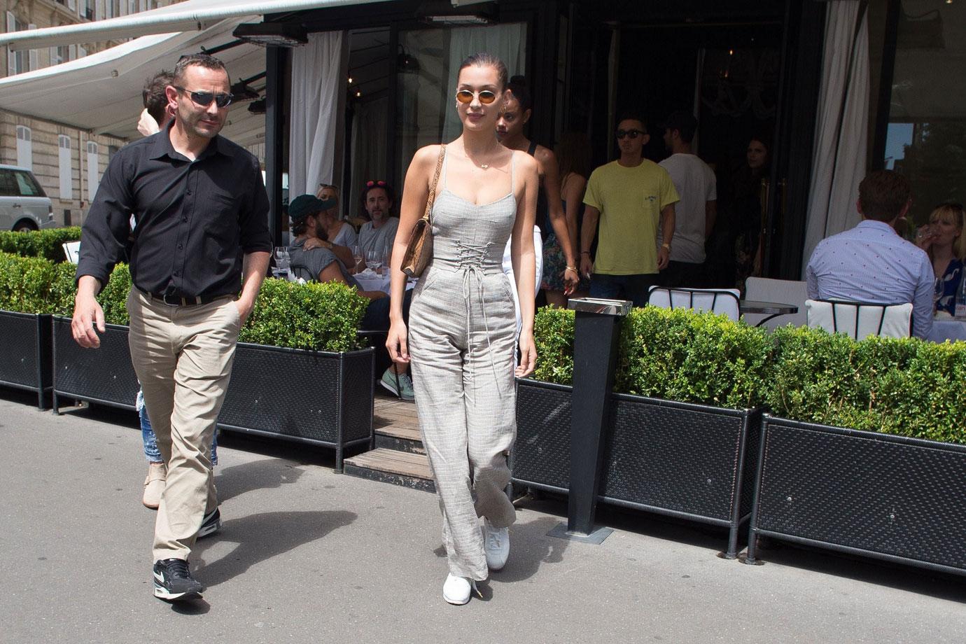 Bella Hadid Goes Braless for Oh-So-Chic Parisian Lunch Date: Photo