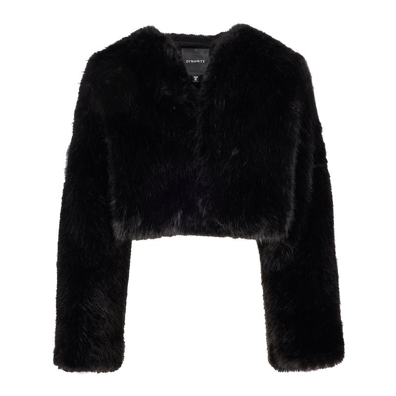 faux fur cropped jacketdynamite