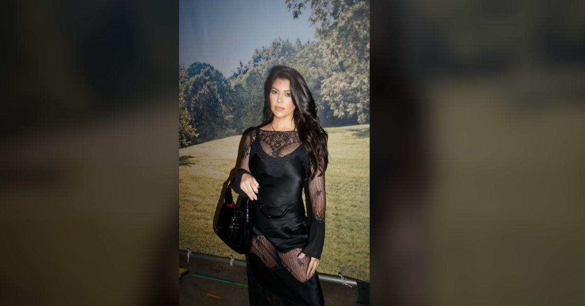 kourtney kardashian almost exposes butt scandalous black lace dress photos