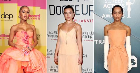 red carpet peach fashion gowns style