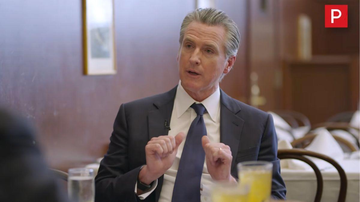 image of 'He wants to win everyone over,' Gavin Newsom said of the president.