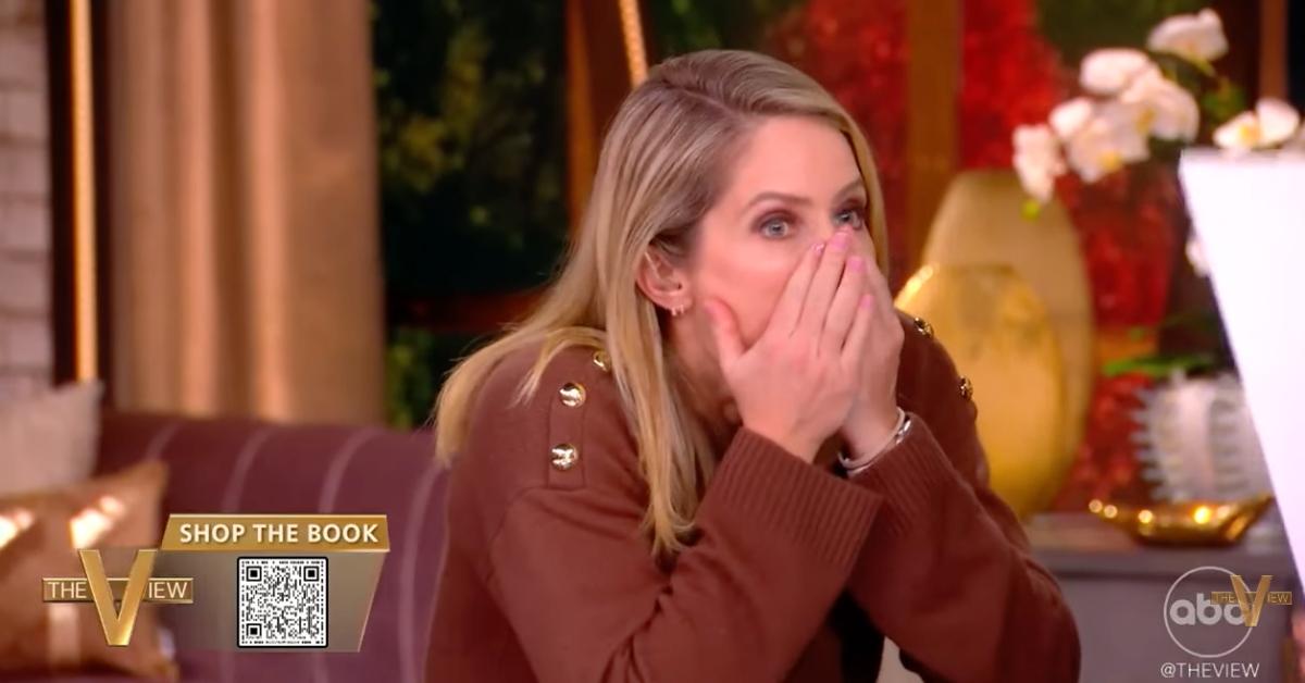 Photo of Sara Haines covered her mouth after realizing she said 'what the f---' on TV.