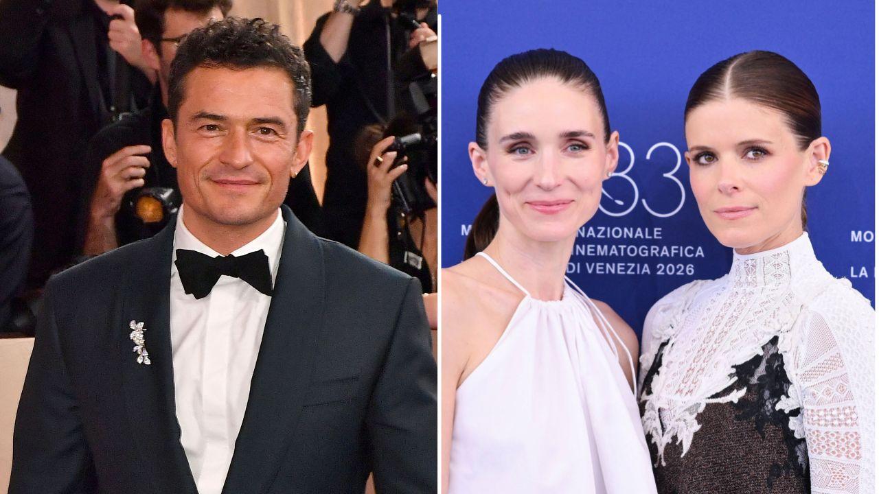 Split Image of Orlando Bloom and Rooney and Kate Mara