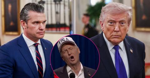 split of Pete Hegseth, Donald Trump and SNL.