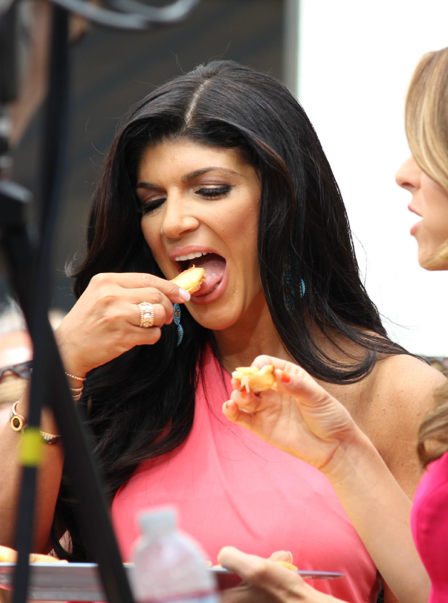 Teresa Giudice appears at The Grove for an interview with Maria Menounos of &#8216;Extra&#8217;