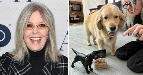 Photo of Diane Keaton and her dog, Reggie.