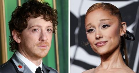 split photo of Ethan Slater & Ariana Grande