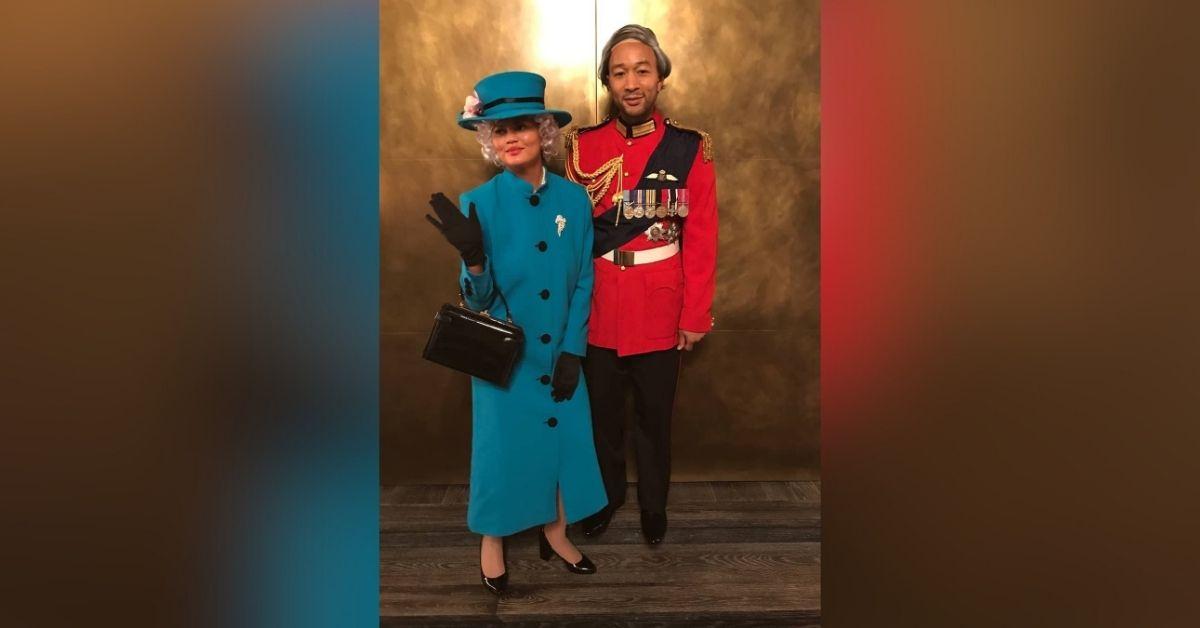 chrissy teigen and john legend as queen elizabeth ii and prince philip