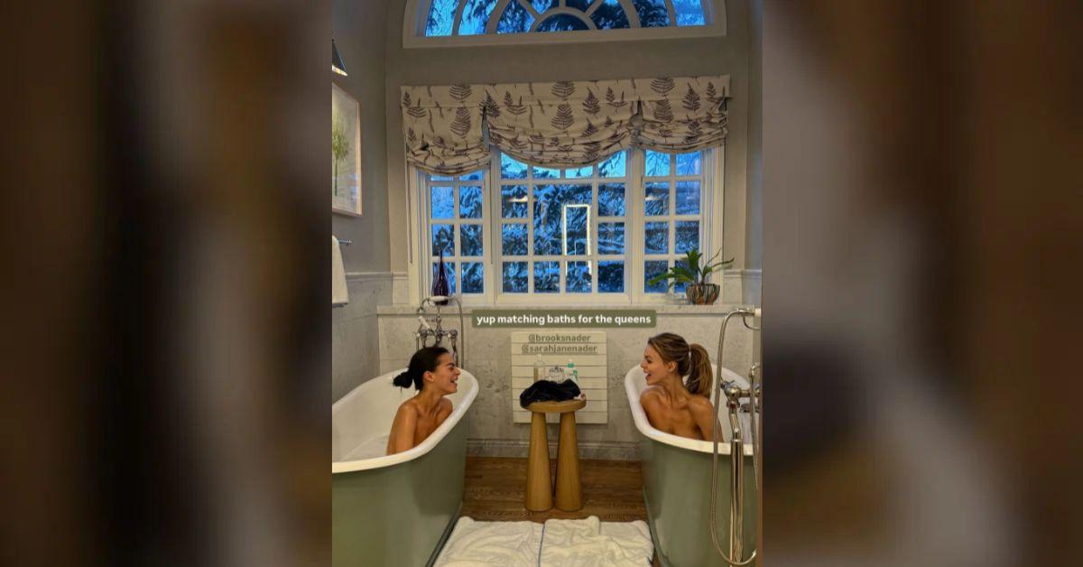 Photo of Brooks Nader and her sister, Sarah Ann, took 'matching baths.'