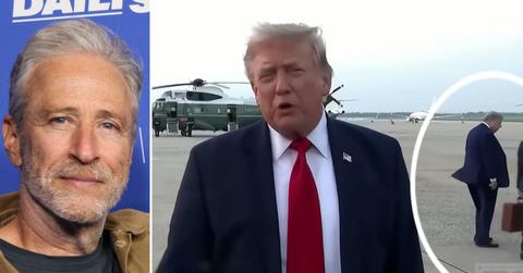 Photo of Jon Stewart, Donald Trump and Viktor Knavs.