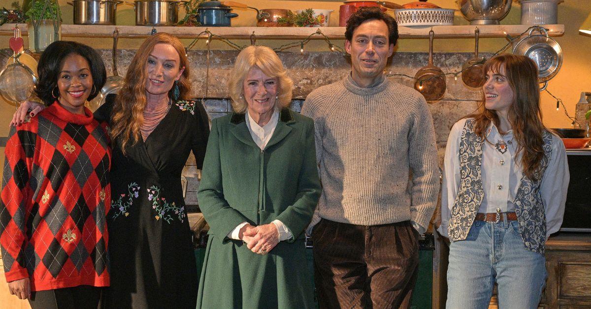 image of Queen Camilla met members of the 'Rivals' cast during a recent visit.