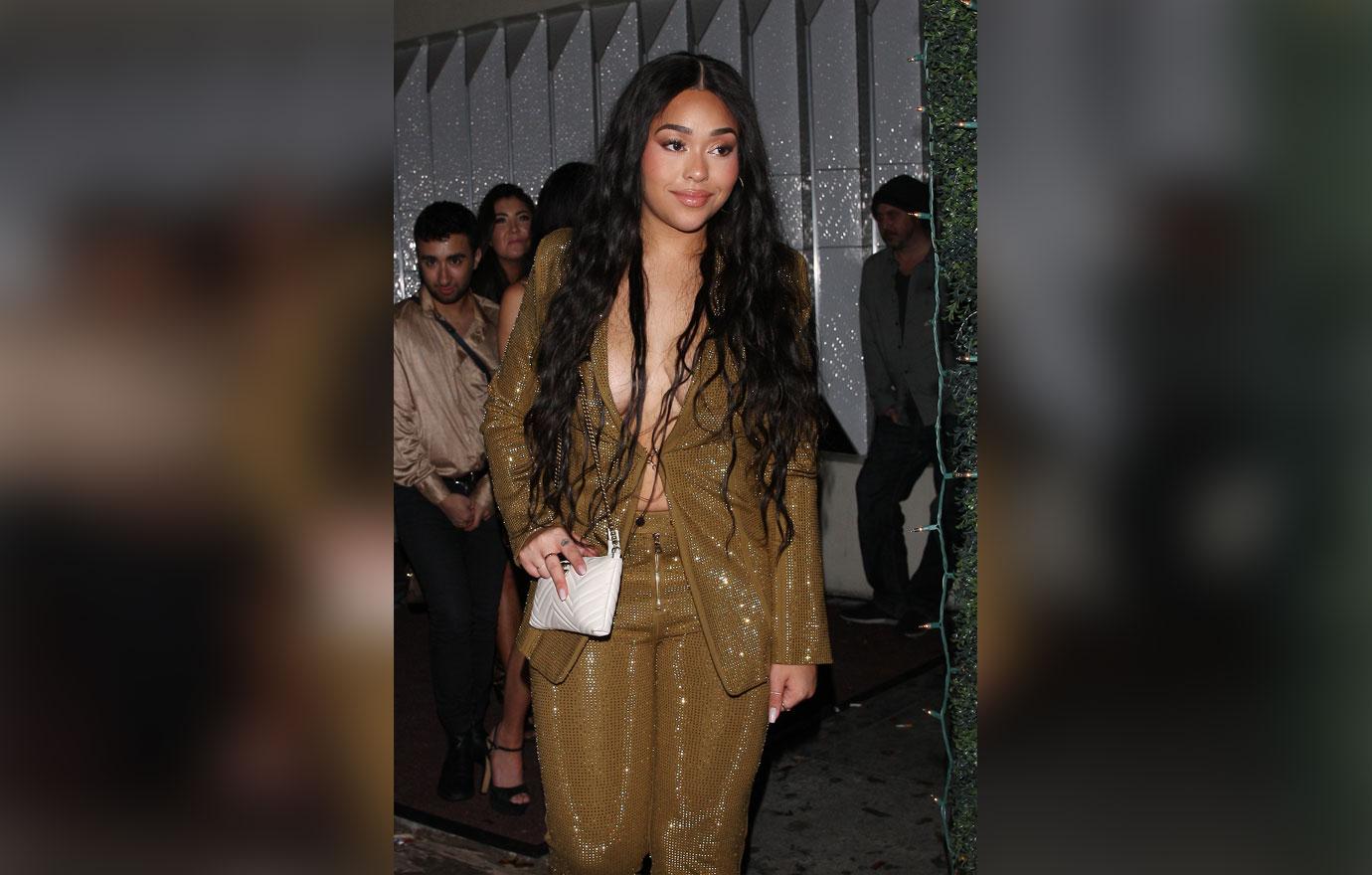 Jordyn Woods wears a shimmering outfit as she leaves the Delilah restaurant after celebrate the New Year