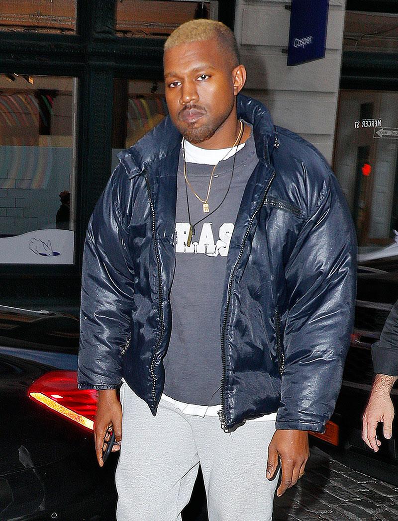 Kanye West looks healthy and relaxed as he is seen SoHo with bleached hair in New York.