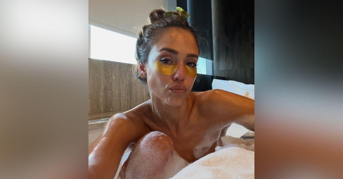 Image of Jessica Alba shared a bubble bath photo.