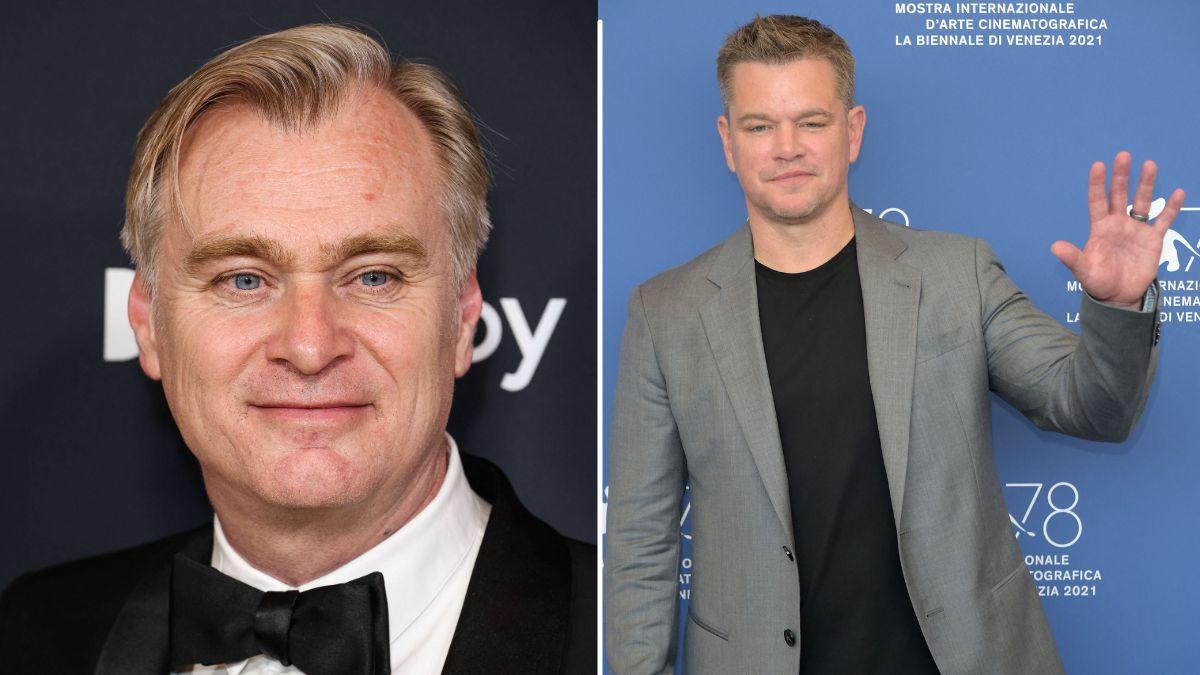 Split Photo of Christopher Nolan and Matt Damon.