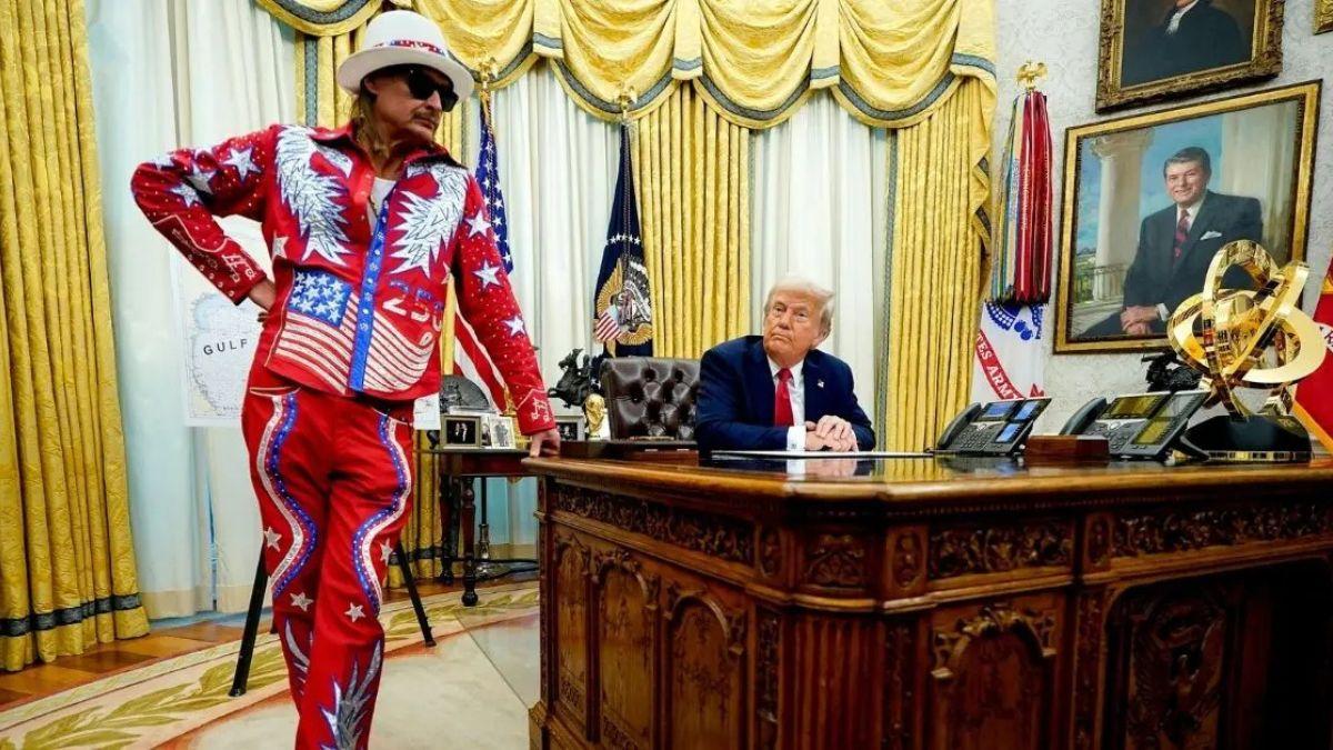 Photo of Donald Trump's Super Bowl watch party played Bad Bunny's halftime show instead of Kid Rock's.