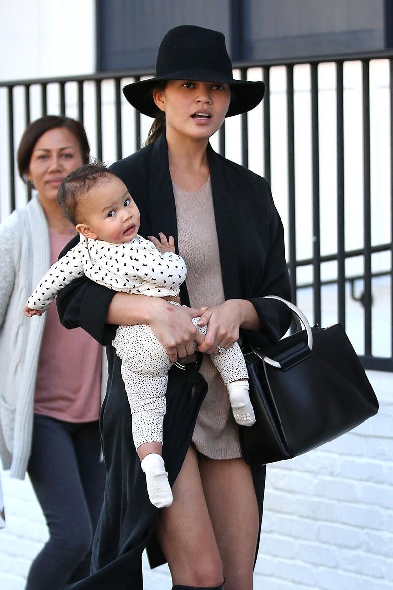 Chrissy Teigen and John Legend take Luna to lunch at Au Fudge