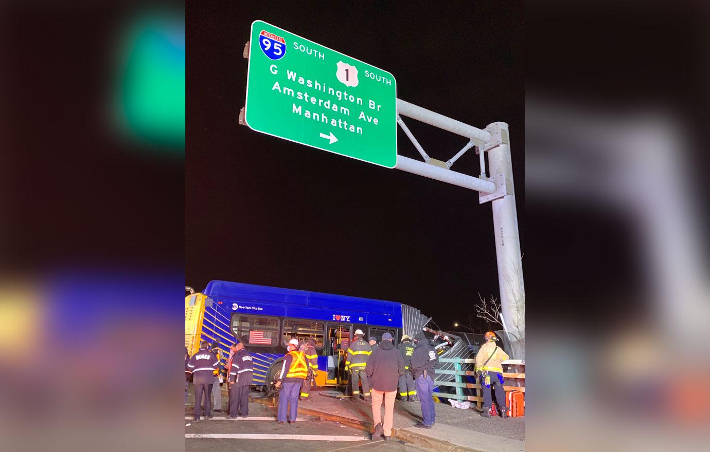 nyc bus hangs off overpass accident injuries