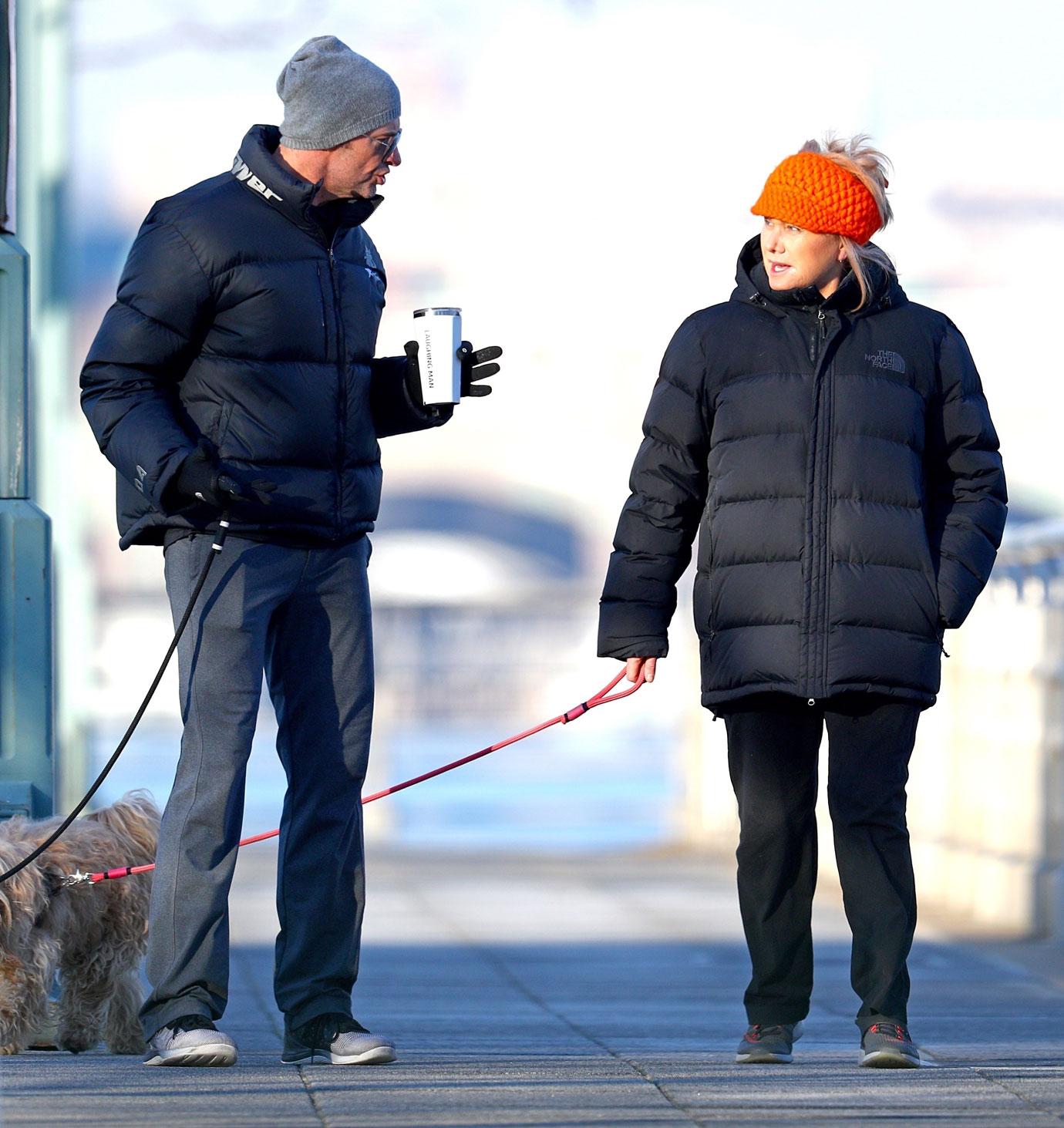 Hugh jackman dog walking wife