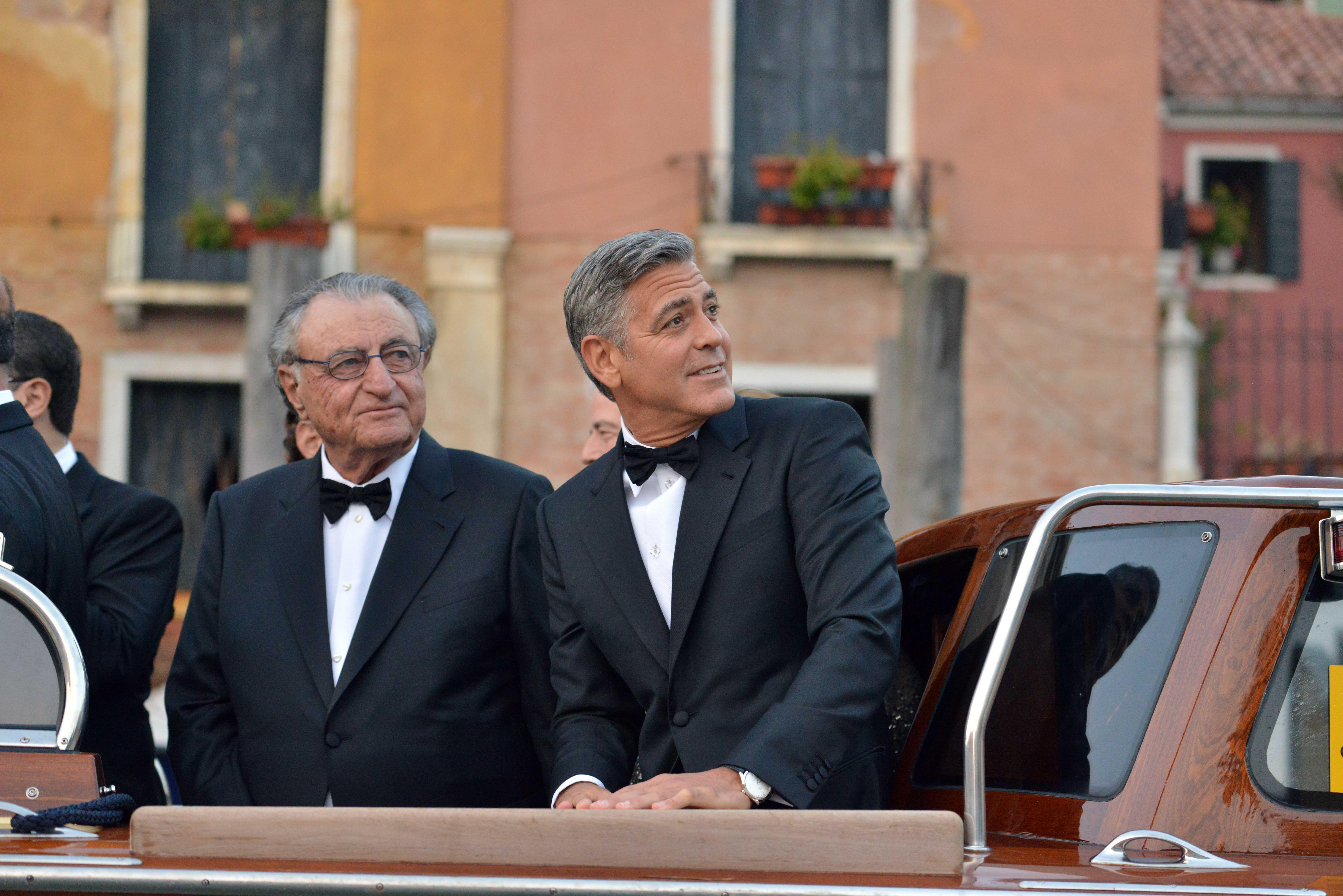 George Clooney and guests arrive at the Aman Luxury hotel in Venice