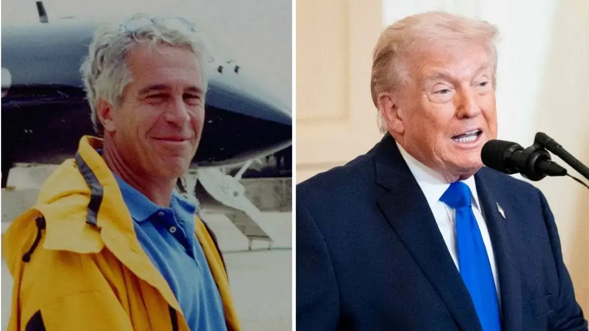 image of Jeffrey Epstein was allegedly on the phone with Donald Trump when the victim massaged the financier's feet. 