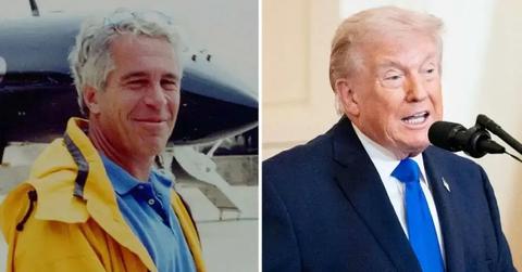 Split photo of Jeffrey Epstein and Donald Trump.