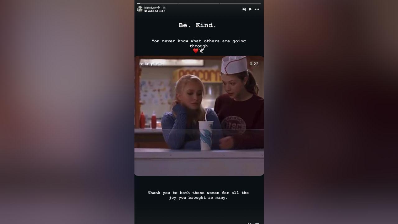 image of Blake Lively urged her followers to ‘be kind’ after the sudden death of her former ‘Ice Princess’ costar Hayden Panettiere.