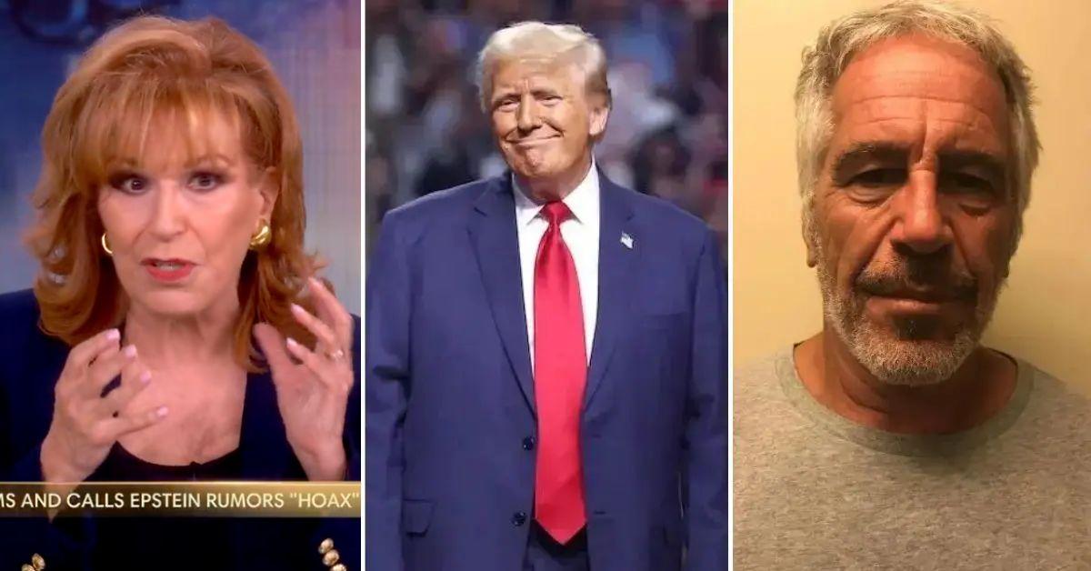 Composite photo of Joy Behar, Donald Trump and Jeffrey Epstein