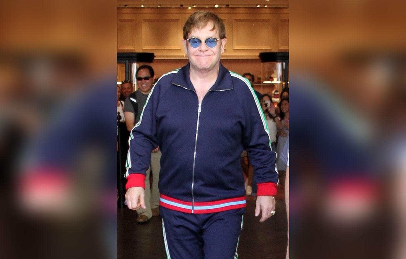 Elton John makes a visit to the Gucci Boutique in Beverly Hills