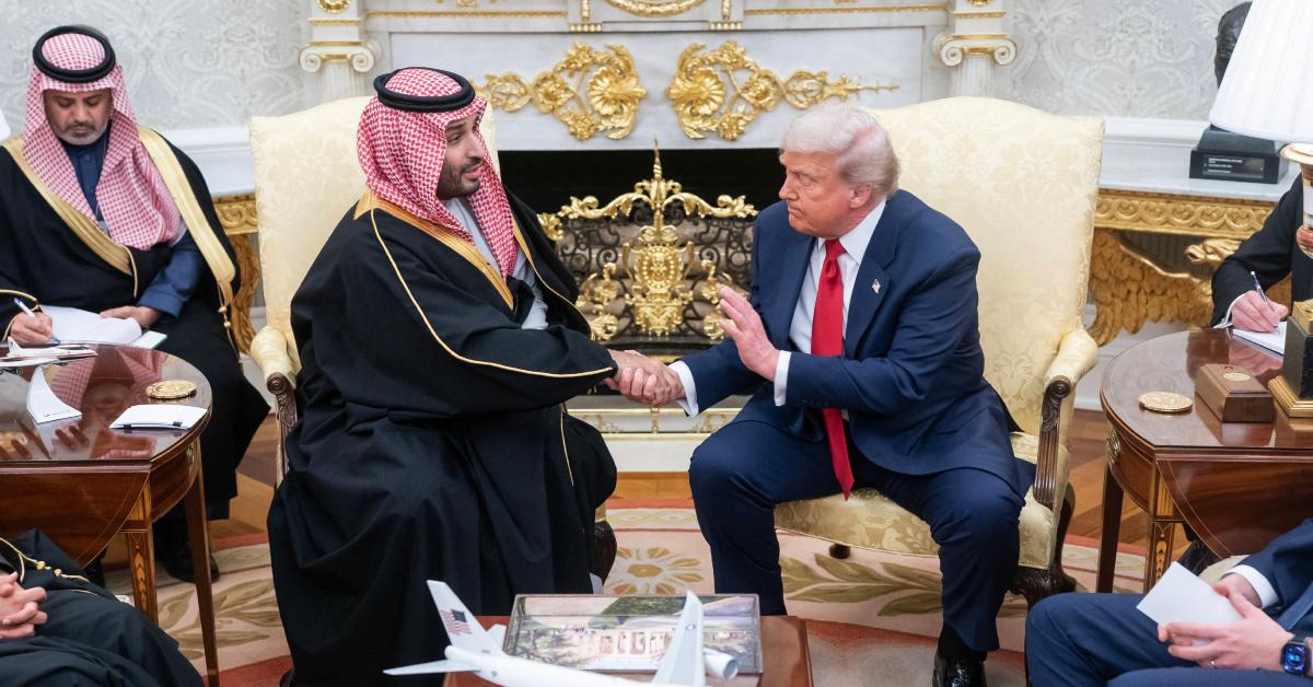 Image of Donald Trump met with Saudi Crown Prince Mohammed bin Salman inside of the Oval Office on November 18.