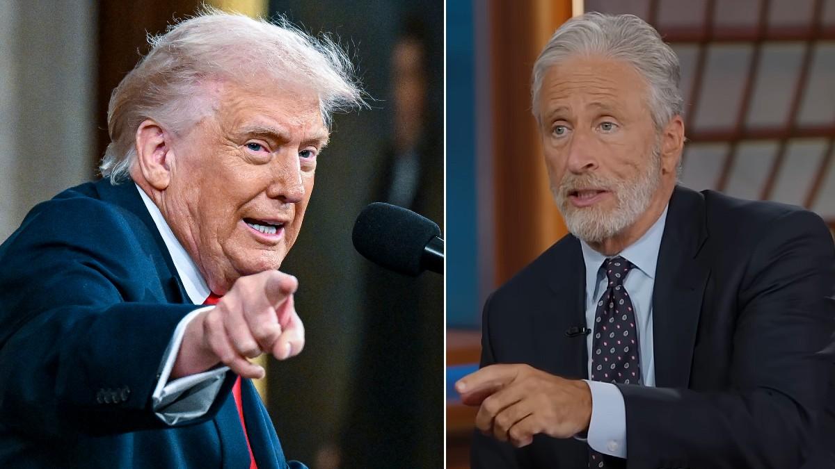 split of Donald Trump, Jon Stewart. 