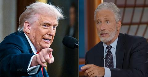 split of Donald Trump, Jon Stewart.