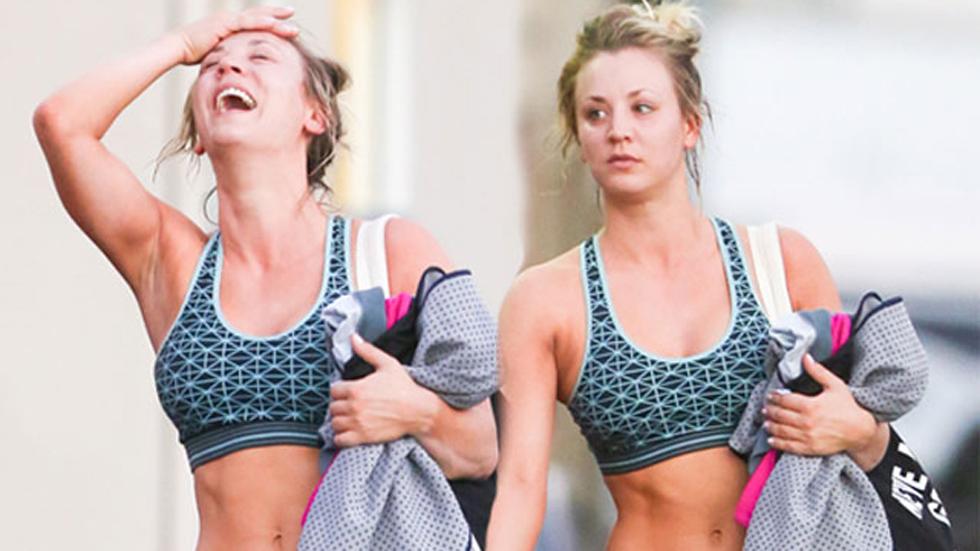 Kaley cuoco abs bra gym pp