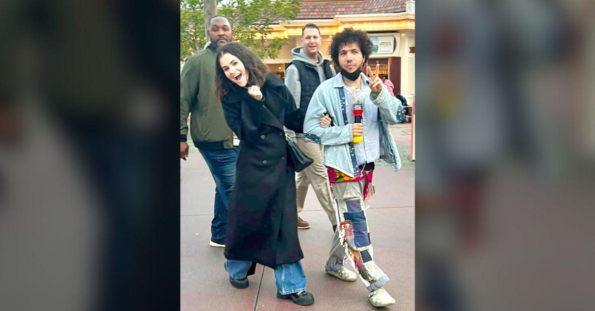 selena gomez exposes midriff tiny black tube top benny blanco la