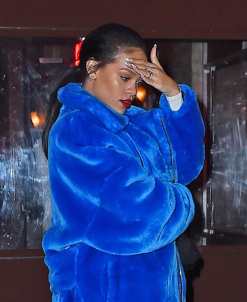 Pinterest: KarinaCamerino  Rihanna outfits, Rihanna, Blue fur jacket