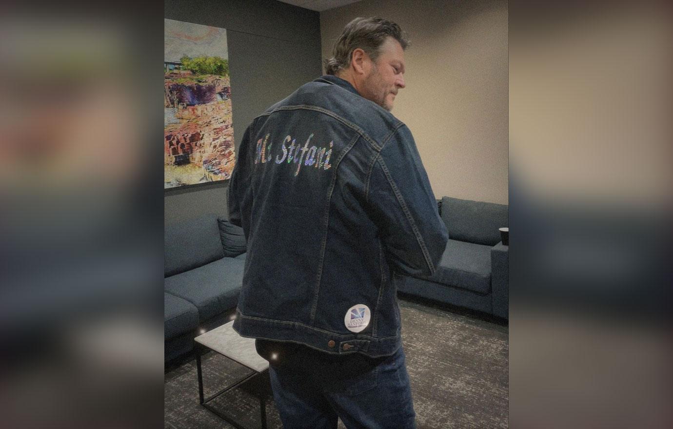 fans slam gwen stefani gifting blake shelton mr stefani jean jacket