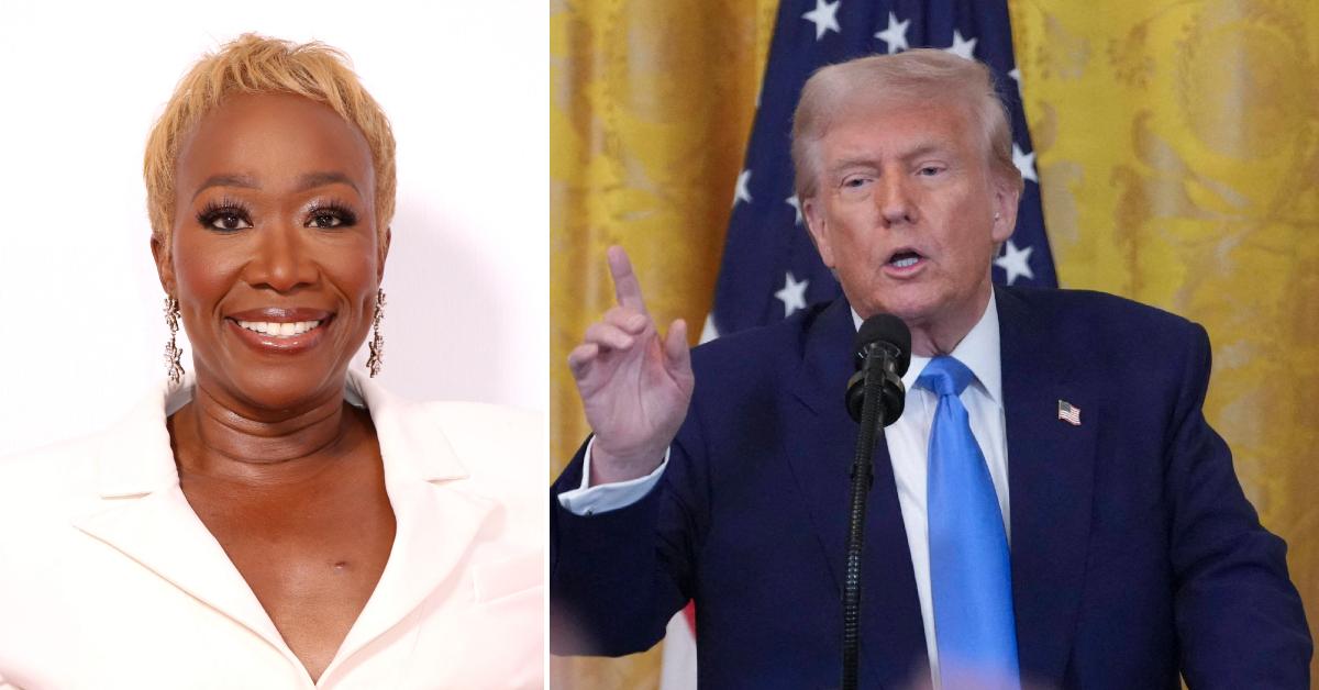 Photo of Joy Reid; picture of Donald Trump.