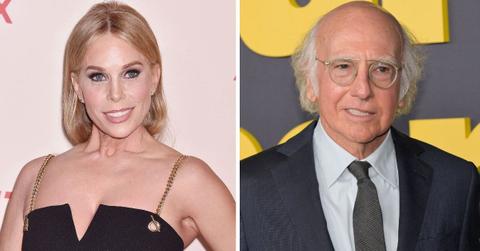 split photo of cheryl hines and larry david