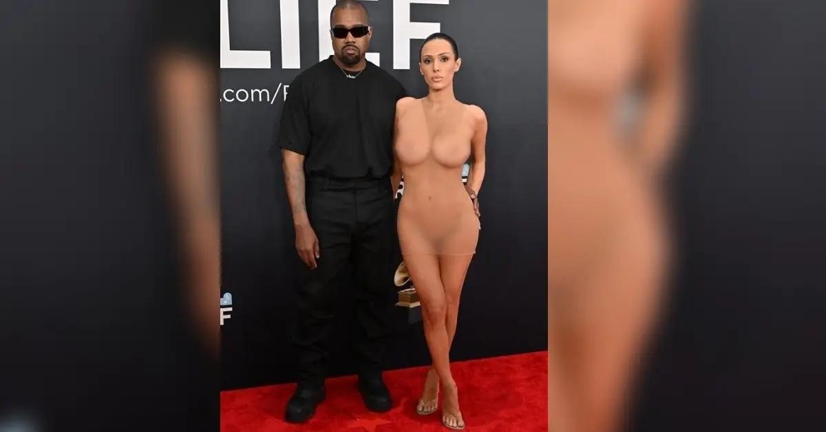 bianca censori covered up pda kanye west first outing grammys