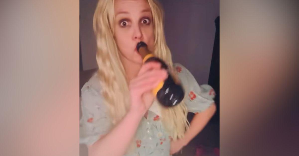photo of Britney Spears drinking from a champagne bottle