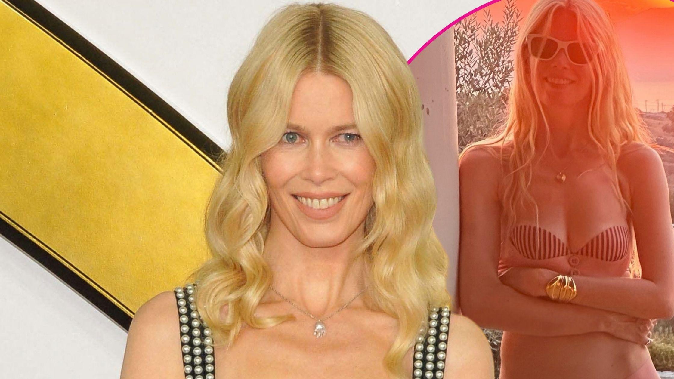 claudia schiffer ageless bikini photos