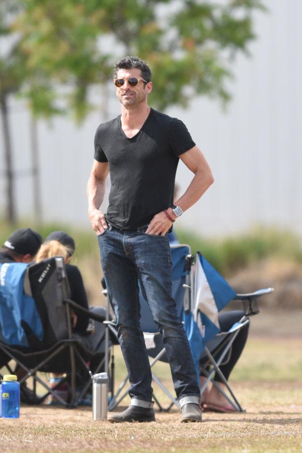 Patrick dempsey solemn watching son soccer game 02