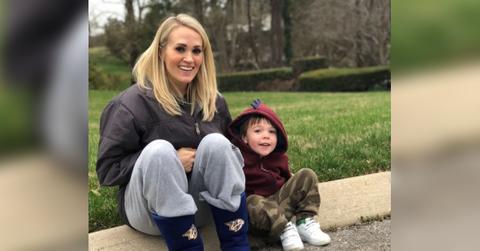 carrie underwood records son follow workout video gym buddy