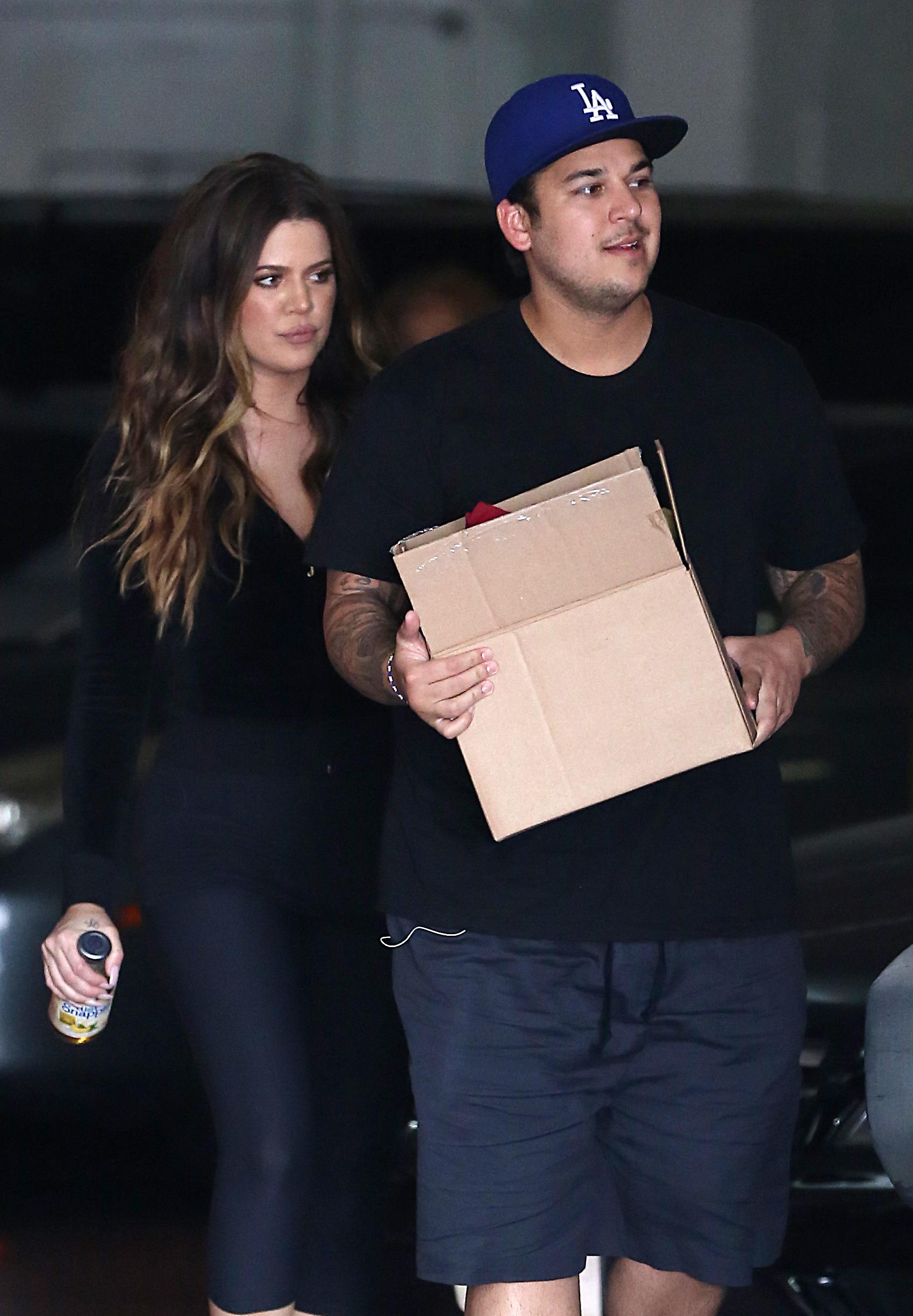 Rob Kardashian and Khloe Kardashian picking up Rob&#8217;s new sock collection in downtown Los Angeles