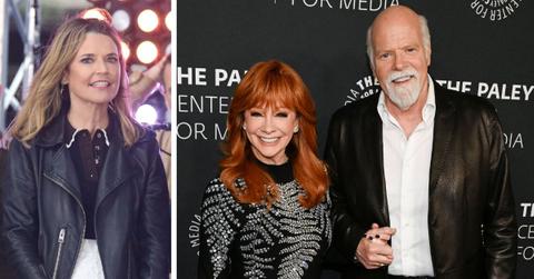 split photo of savannah guthrie and reba mcentire and rex linn