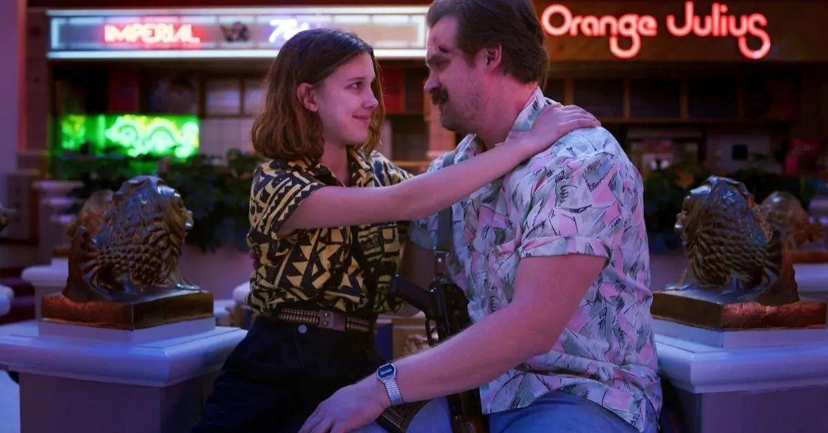Photo of Millie Bobby Brown and David Harbour star on Netflix's 'Stranger Things.'
