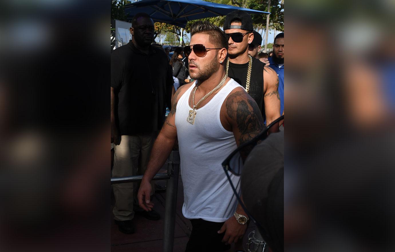 The cast of Jersey Shore go to the Clevelander on South Beach to watch the New England football game