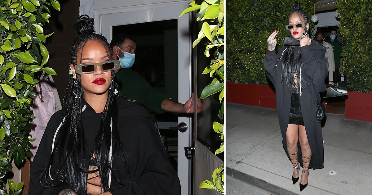 Rihanna Rocks Sexy All-Black Outfit For Dinner At Giorgio Baldi