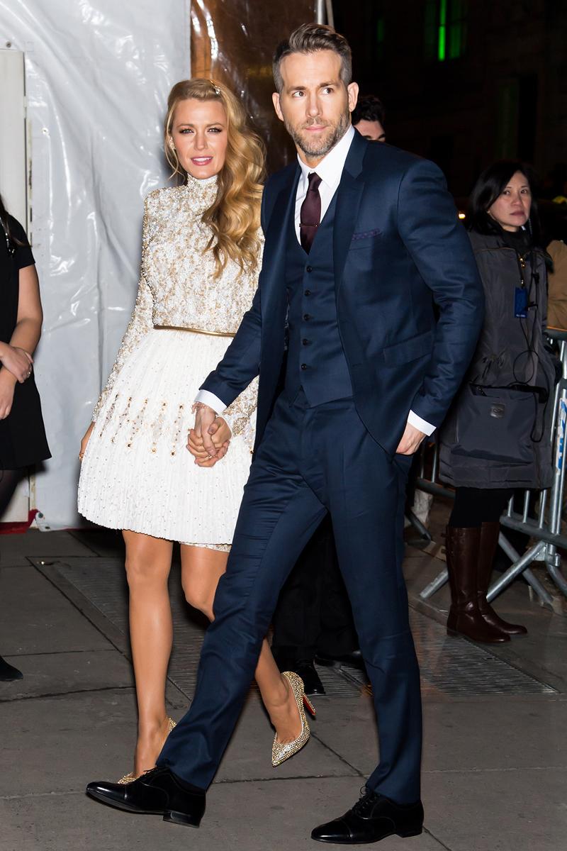 Blake Lively and Ryan Reynolds are seen arriving at the 2016 amfAR New York Gala in New York