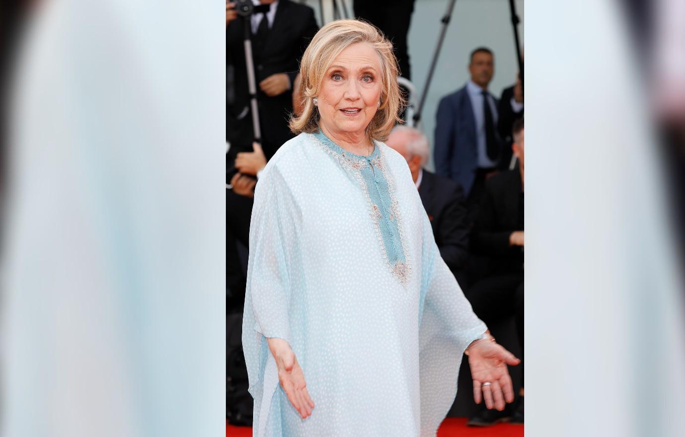 hillary clinton ditches pantsuit red carpet venice film festival